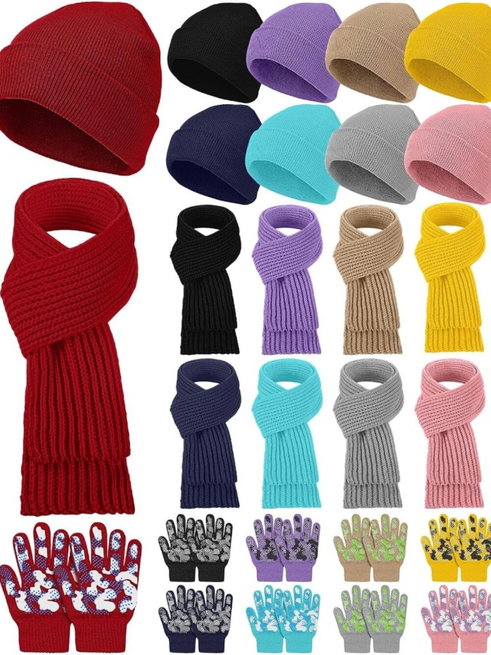 Warm Winter Set for Kids: Knitted Beanie, Gloves & Scarf - Perfect for Cold